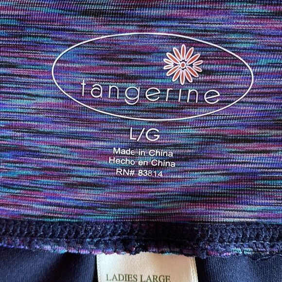 NWT Tangerine Cropped Side Ruched Leggings Navy Pink Size Large - Picture 6 of 10